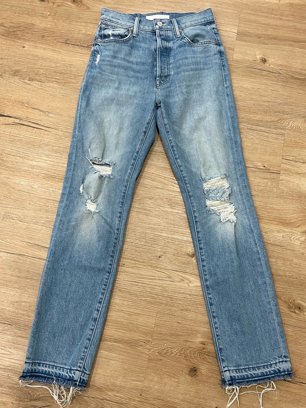 MOTHER Denim High Waisted Hiker Hover Undone Hem Jean - Picture 2 of 8